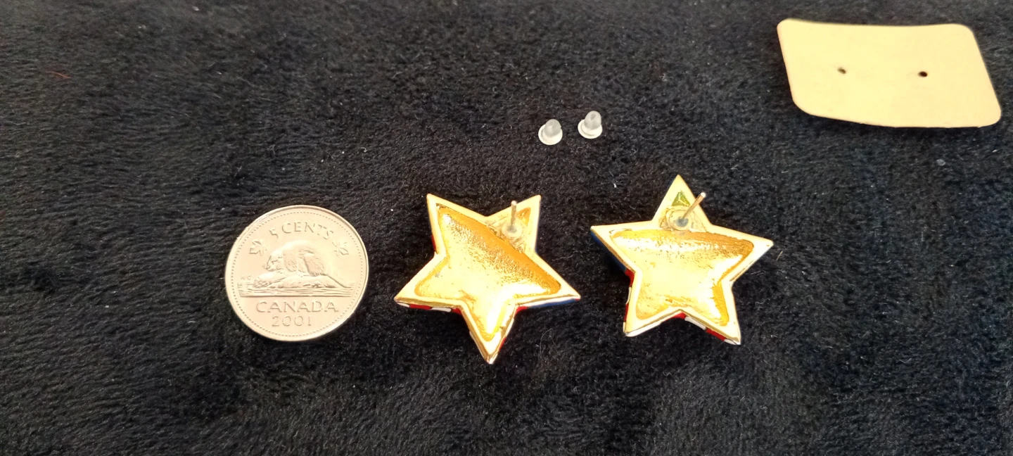 Vintage 🔥 Star Earrings with American Flag Design - photo 3