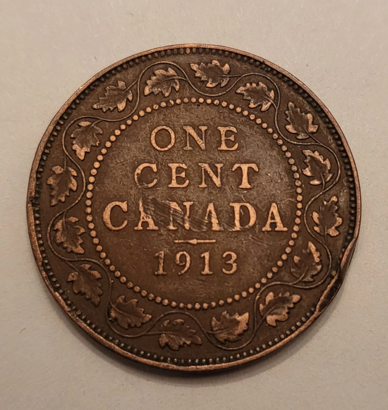 1913 Vintage Canadian One Cent Coin