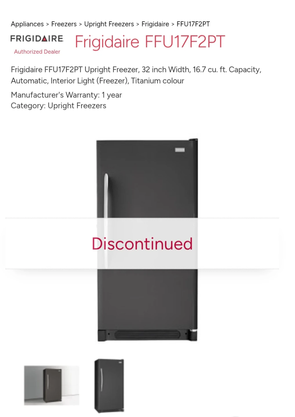 Frigidaire FFU17F2PT Upright Freezer - photo 4