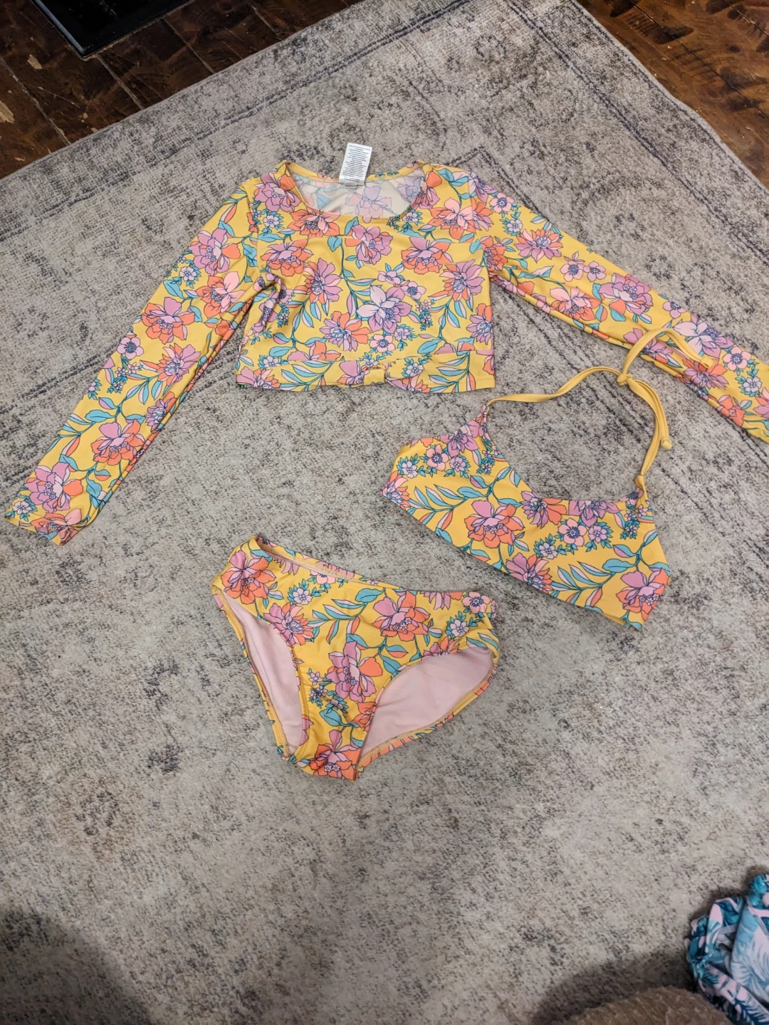 Floral Rash Guard Bikini Set for girl