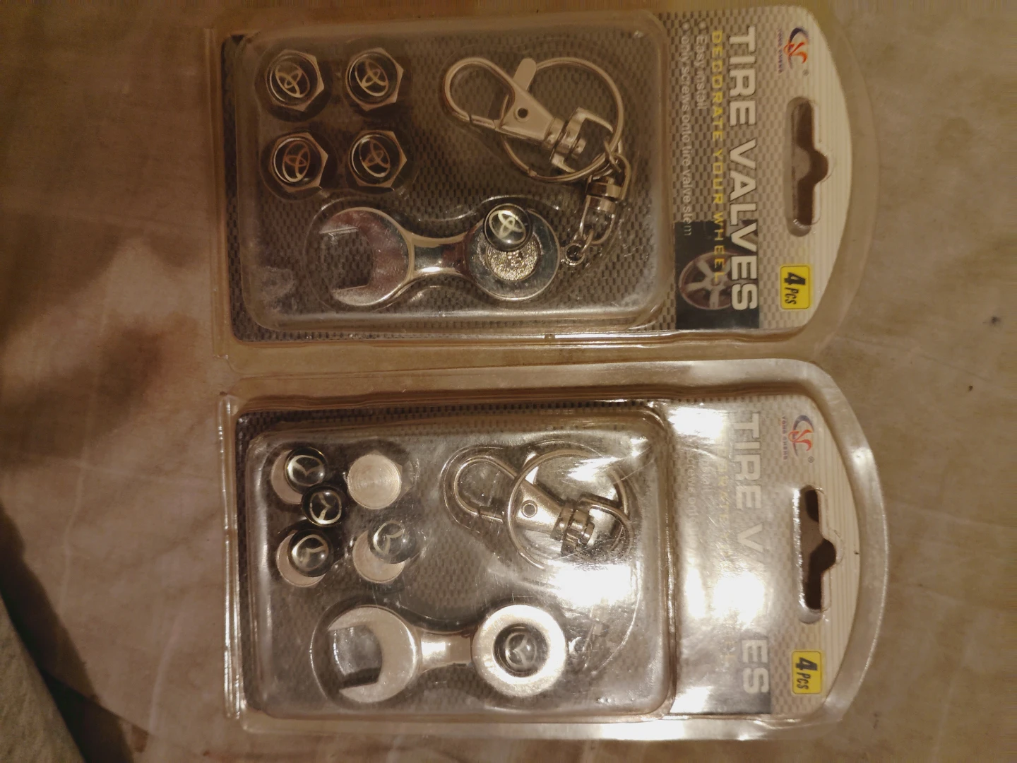 Car Tire Valve Stem Caps Keychain Set - photo 2