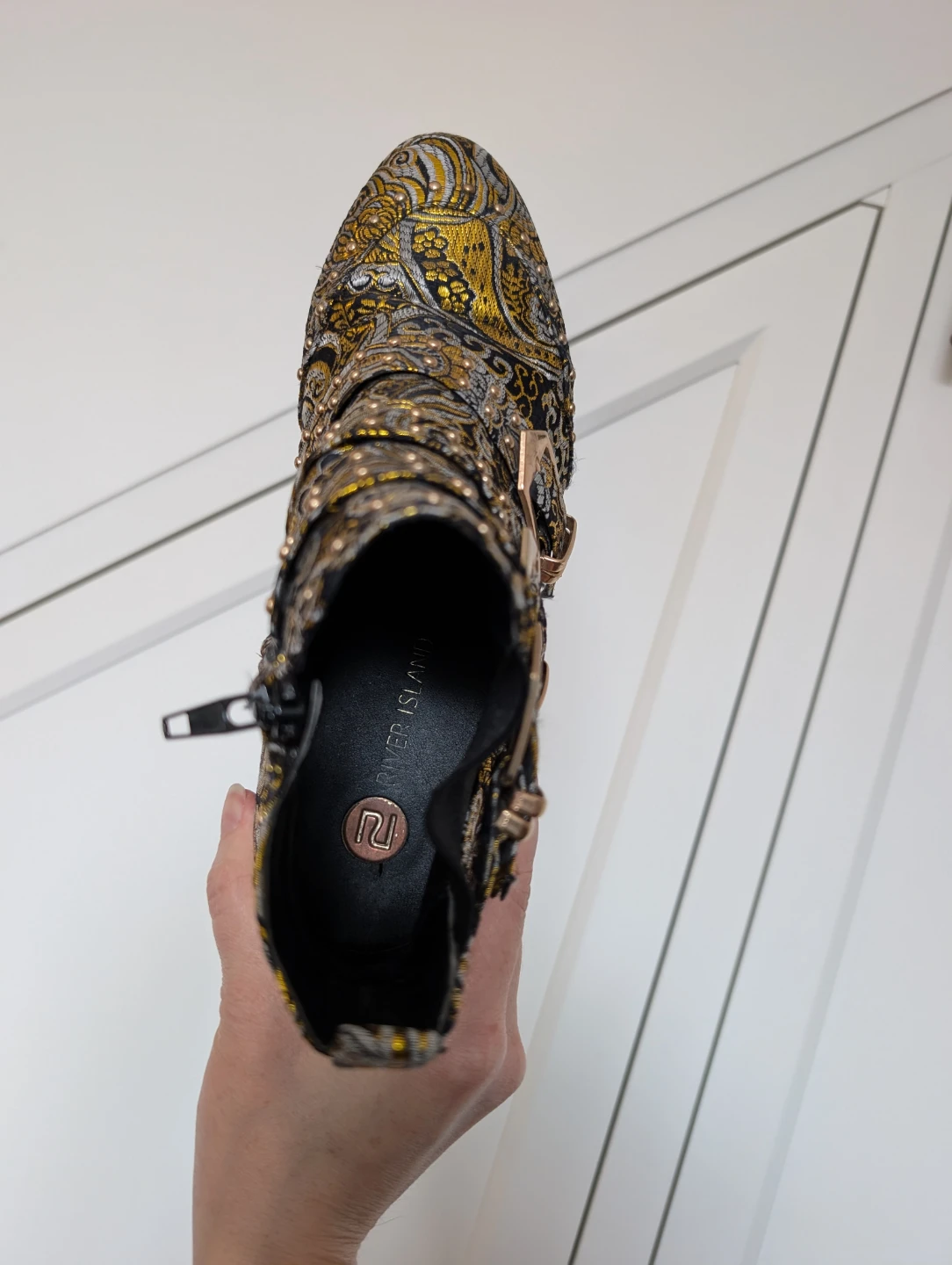 River Island Gold Brocade Ankle Boots - photo 2