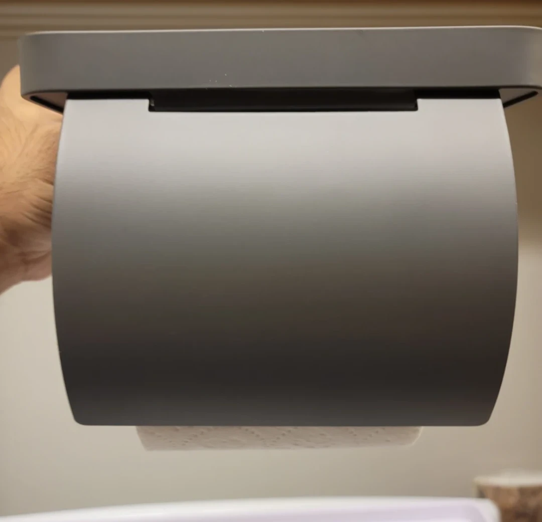 Grey Metal Toilet Paper Holder with Shelf