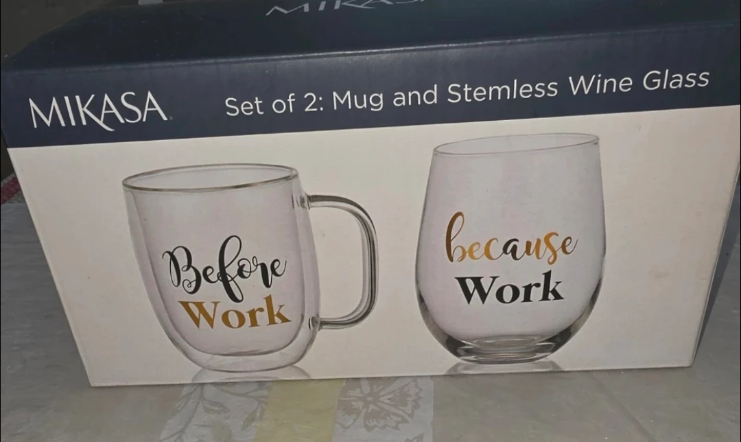 Mikasa Set of 2 Mug and Stemless Wine Glass