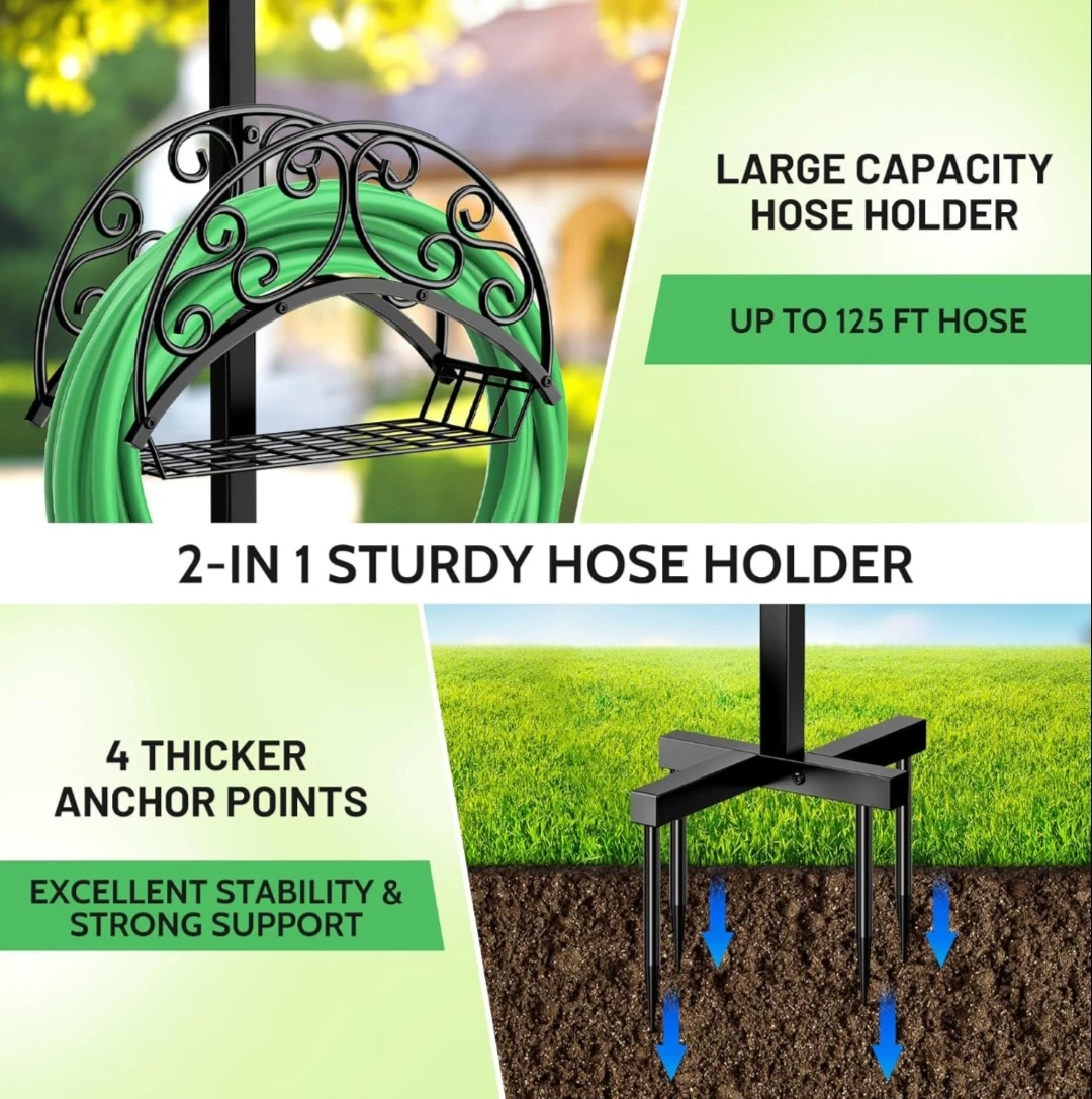 Freestanding hose holder,improved hose holder with 4 spikes and - photo 5