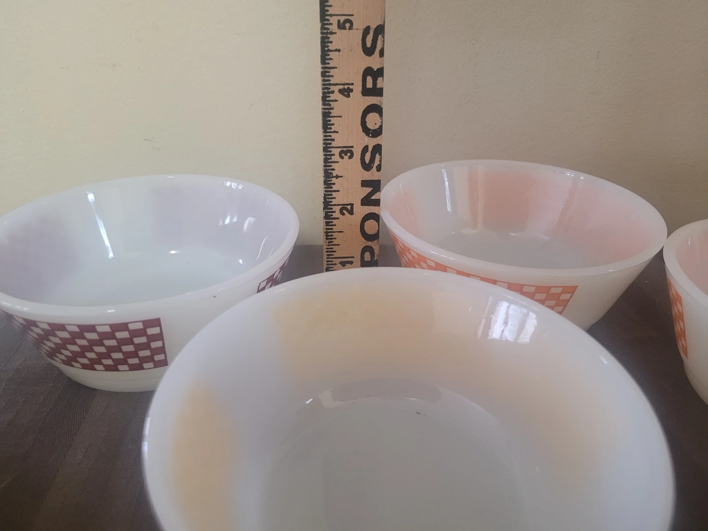 Lot 5 x Fire King Geometric Checkerboard Milk Glass Bowl - photo 5
