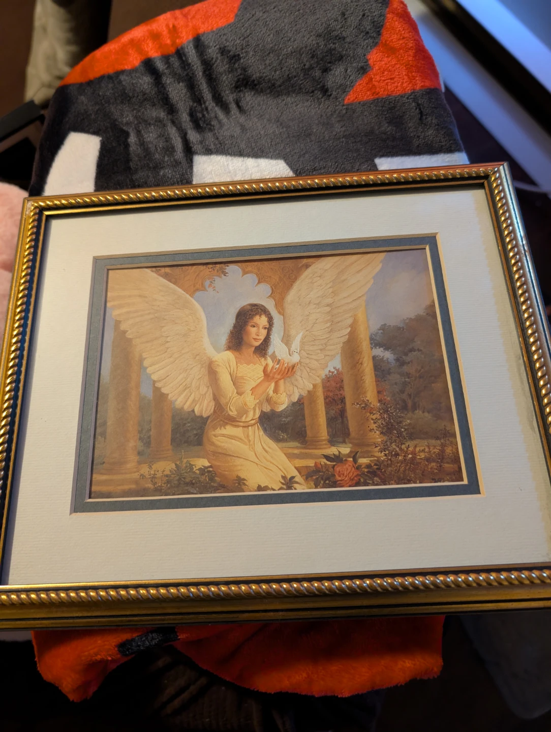 Framed Angel with Dove Art Print