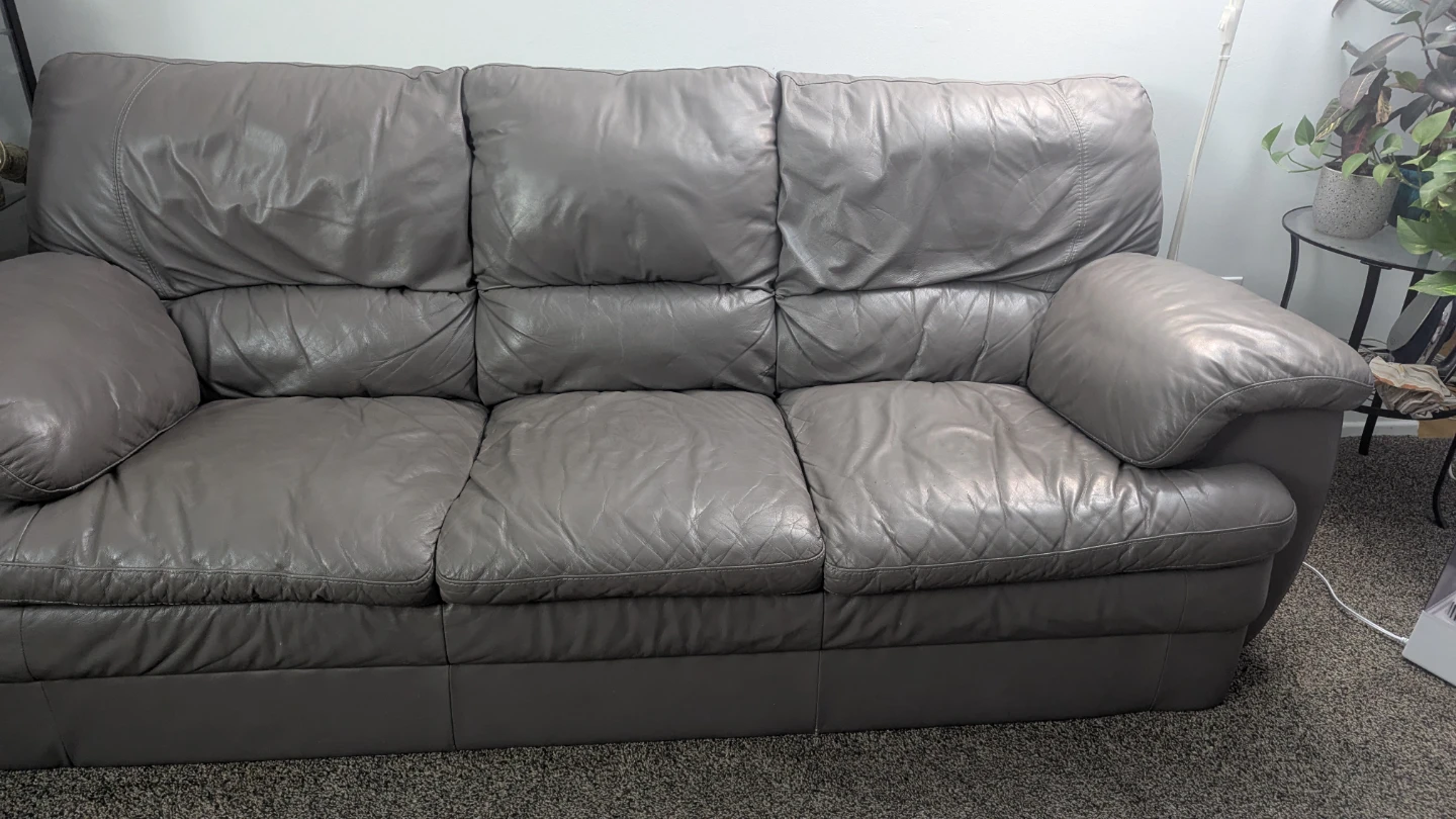 Grey Leather Sofa and separate Recliner