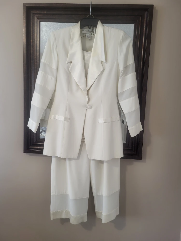 Cream Linen Blend Pant Suit