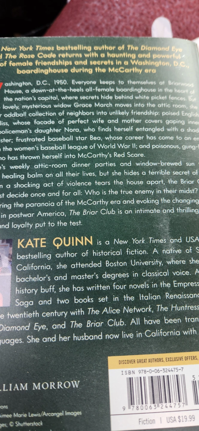 The Briar Club by Kate Quinn - New York Times Bestseller Novel🥕