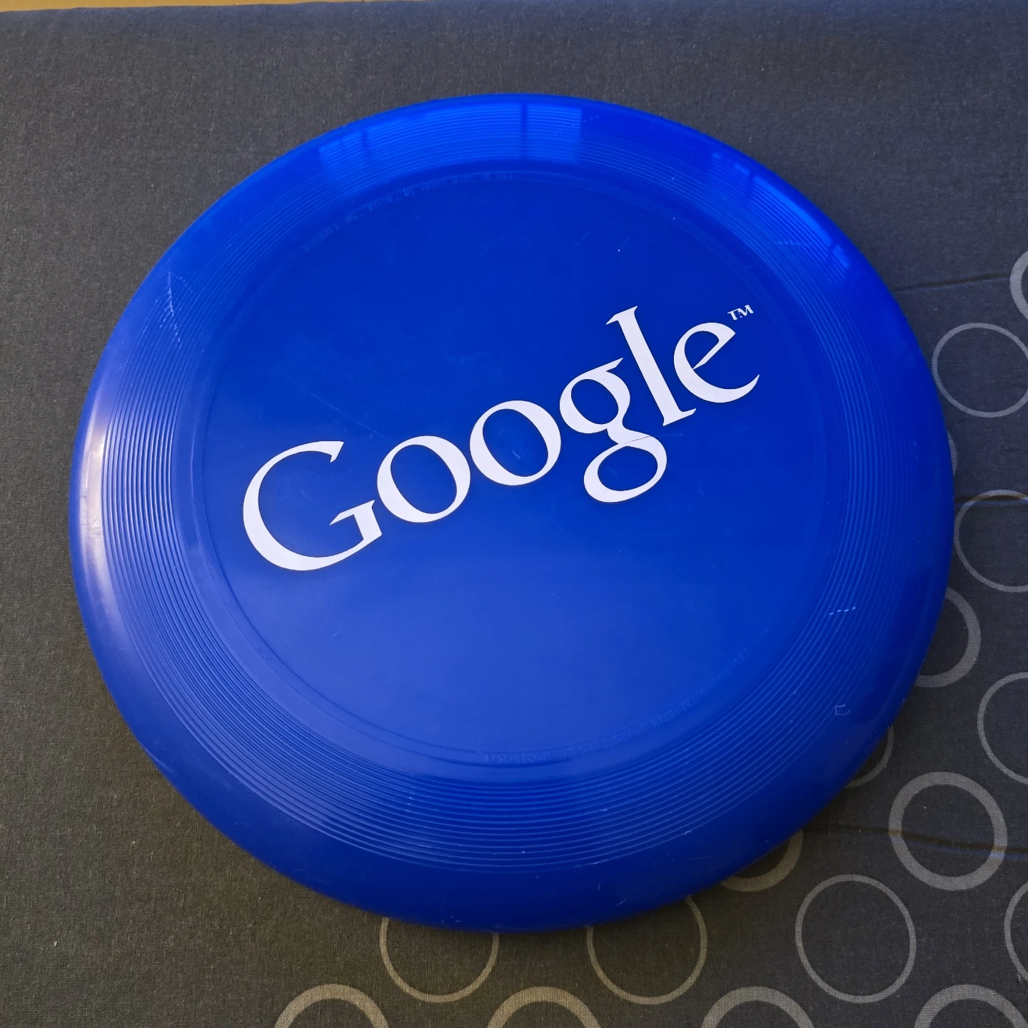 Full sized Blue Google Frisbee