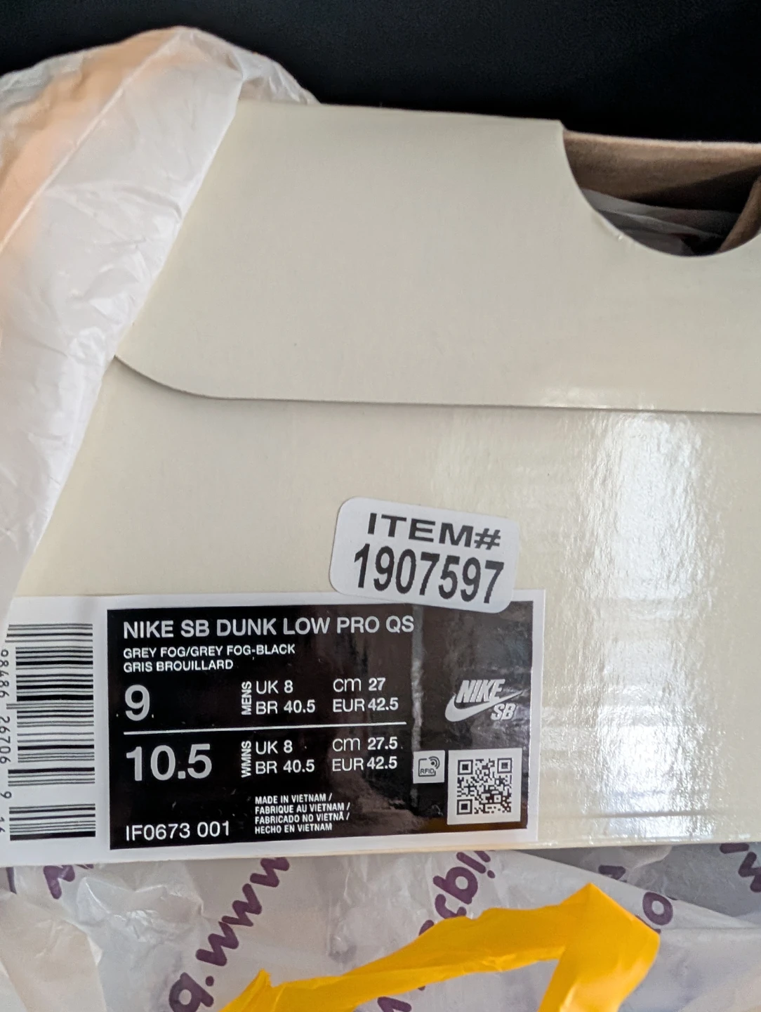 Nike SB Dunk Low Pro QS Grey Fog -Size 9 - photo 4