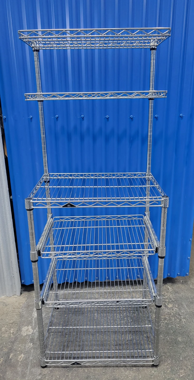 Chrome Wire Shelving Unit heavy duty with Pull-Out Drawers