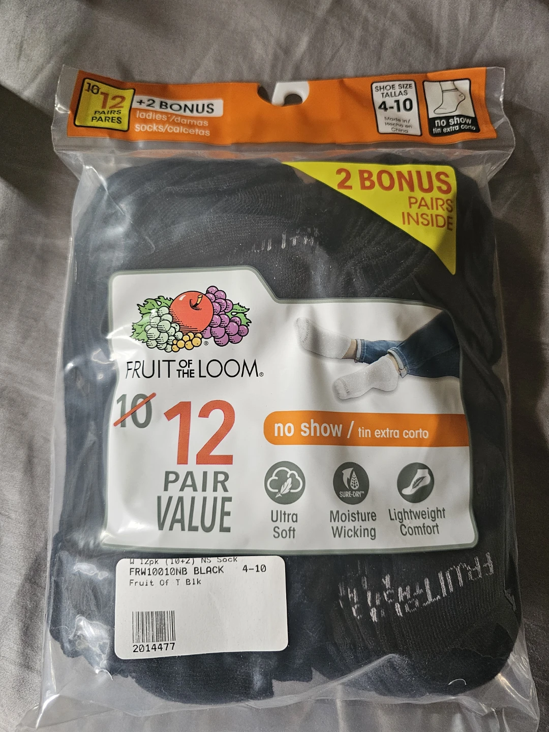 Fruit of the Loom Ladies' No Show Socks - 12 Pairs