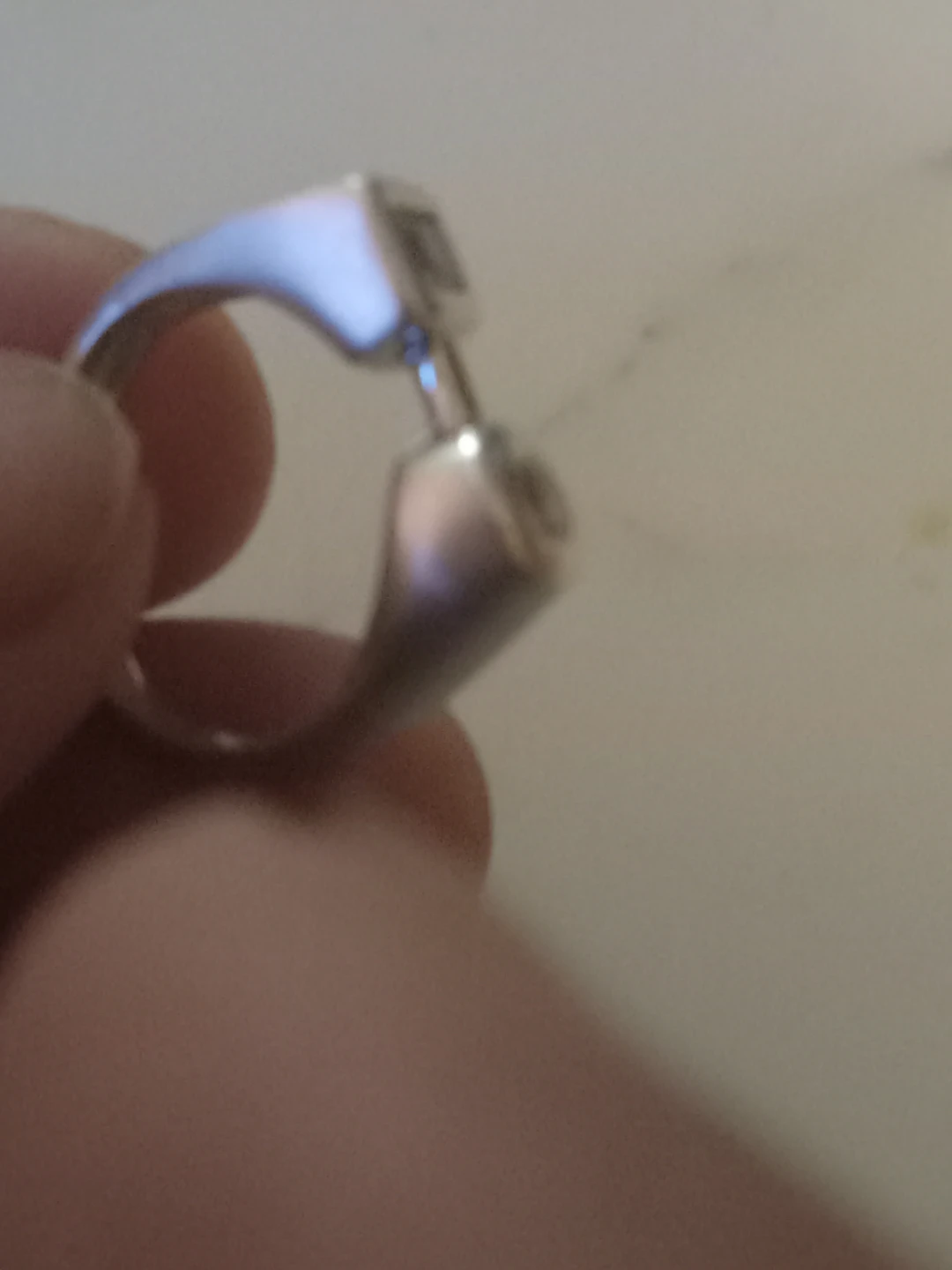 Silver Ring with Square and Round Gems