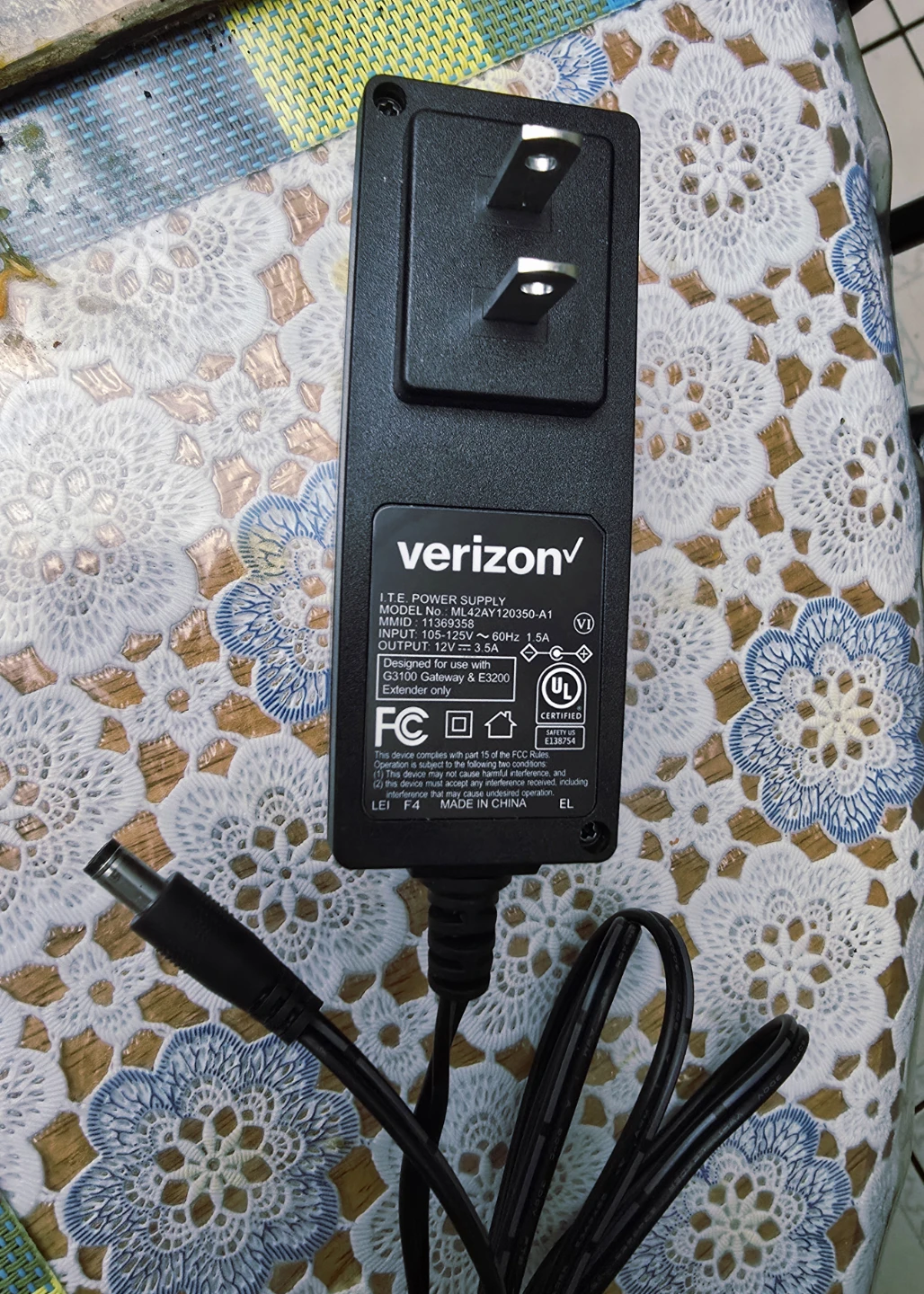 12vAC Adapter For Verizon FiOS G3100 DC Power Supply - photo 2