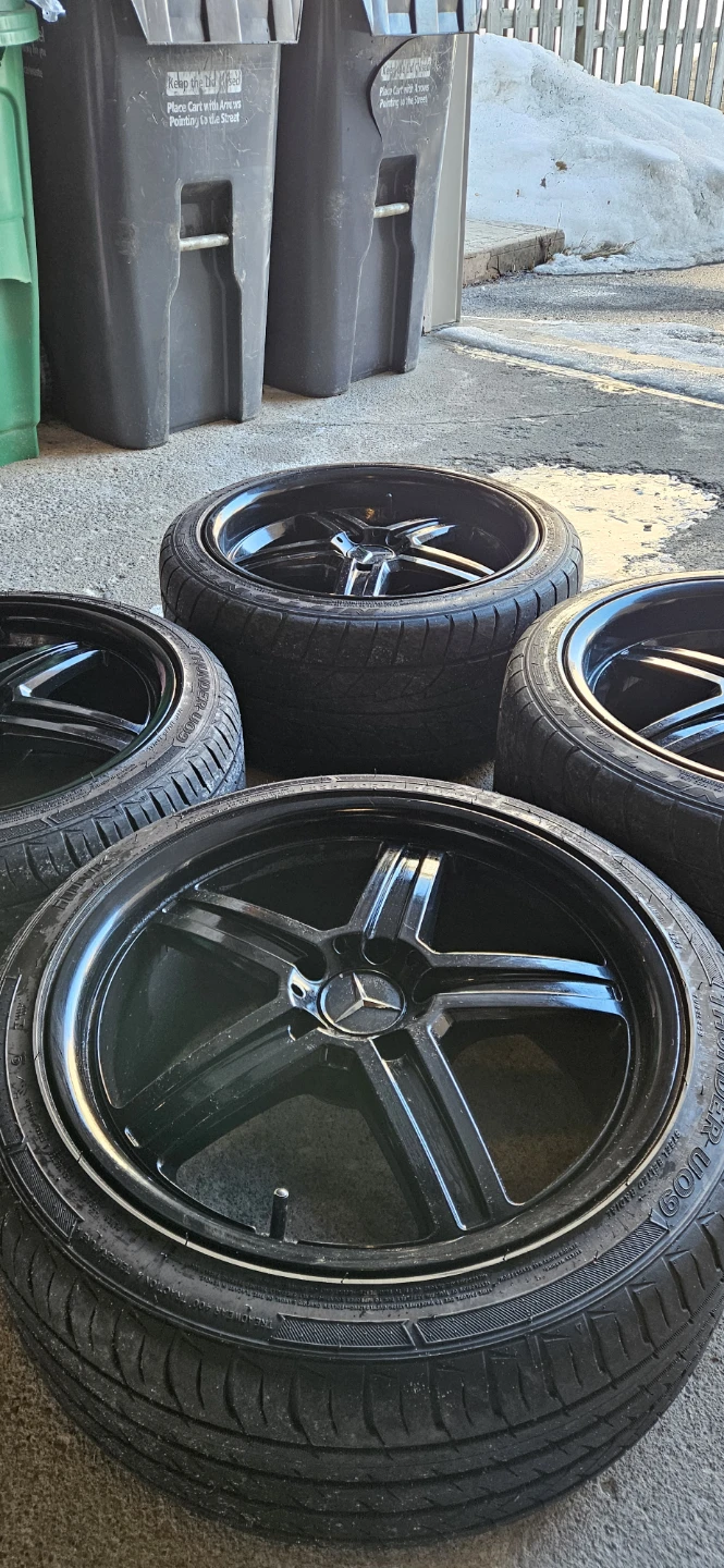 Set of 4 Black Mercedes-Benz Style Alloy Wheels with Tires - photo 4