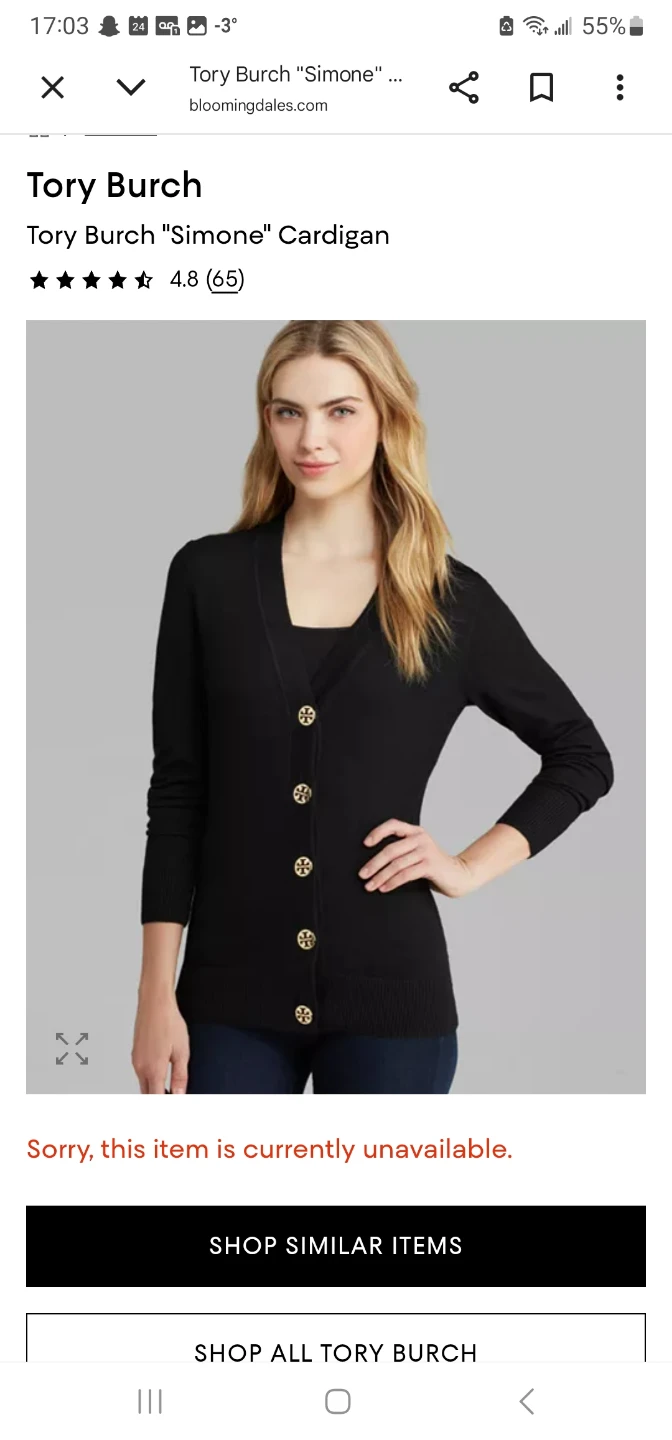 Tory Burch Ribbed Simone Cardigan - Navy - Medium - photo 3
