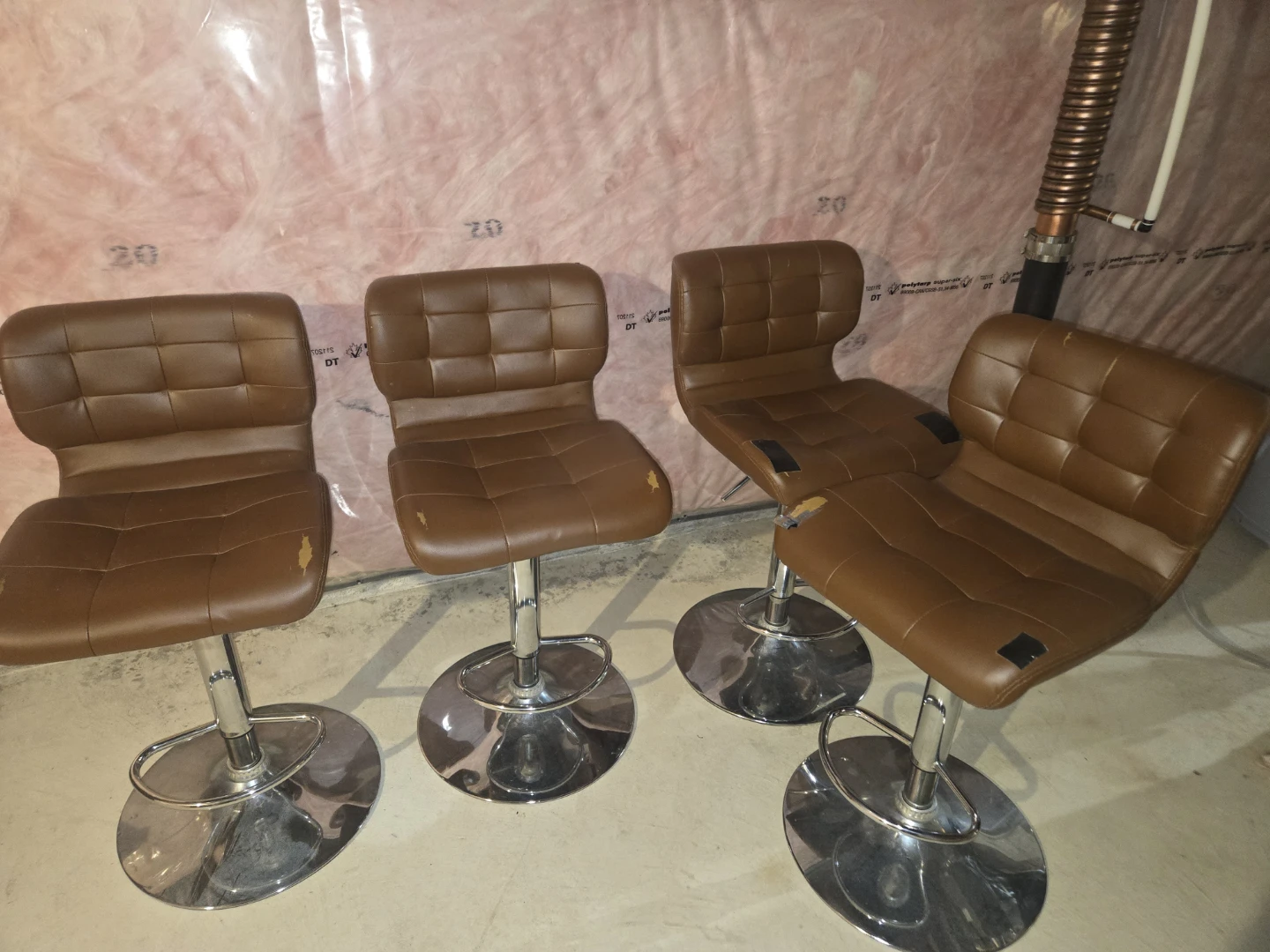 Set of 4 Brown Adjustable Bar Stools