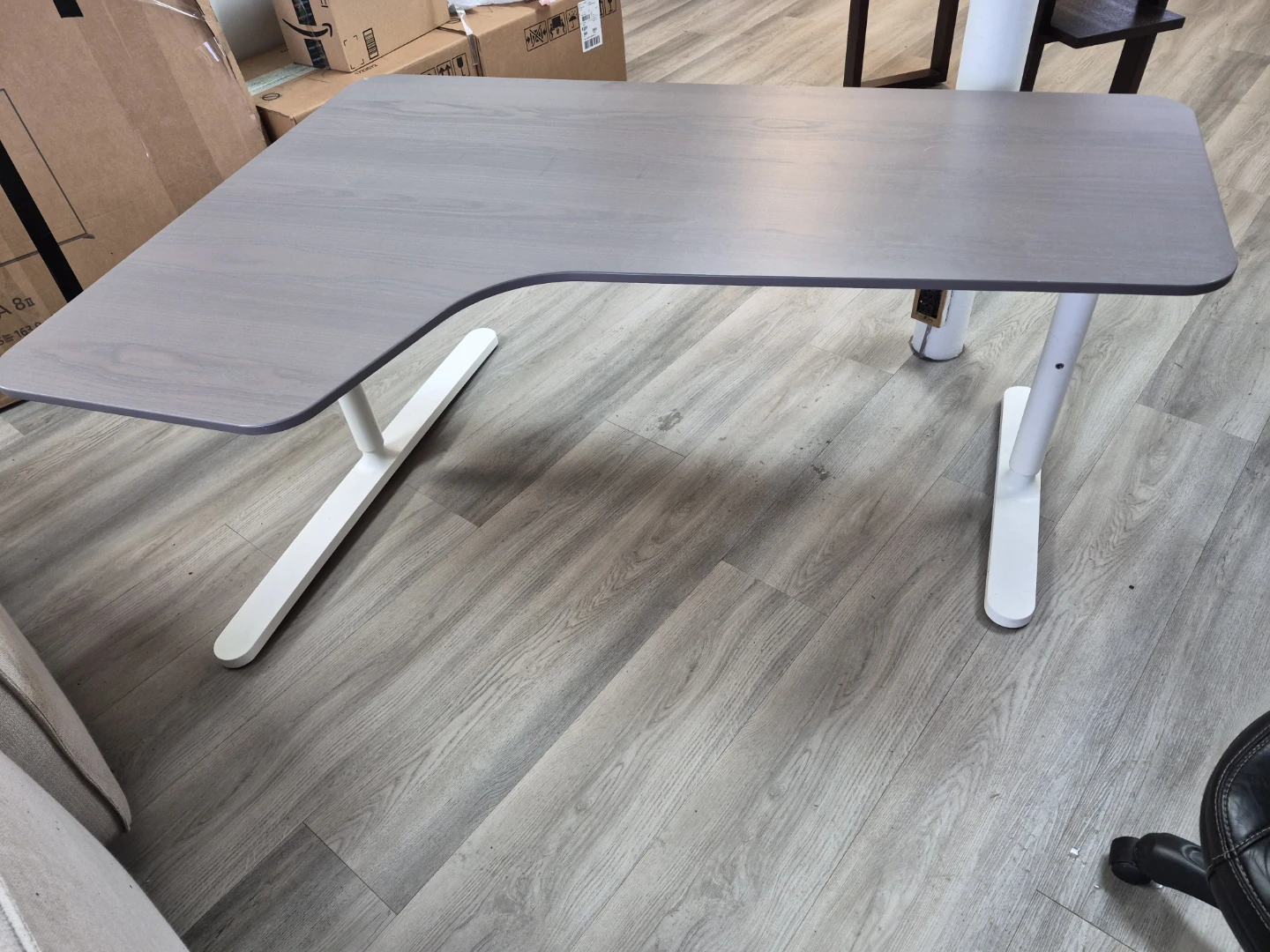 Ergonomic Corner Desk - Grey Wood Finish - photo 2