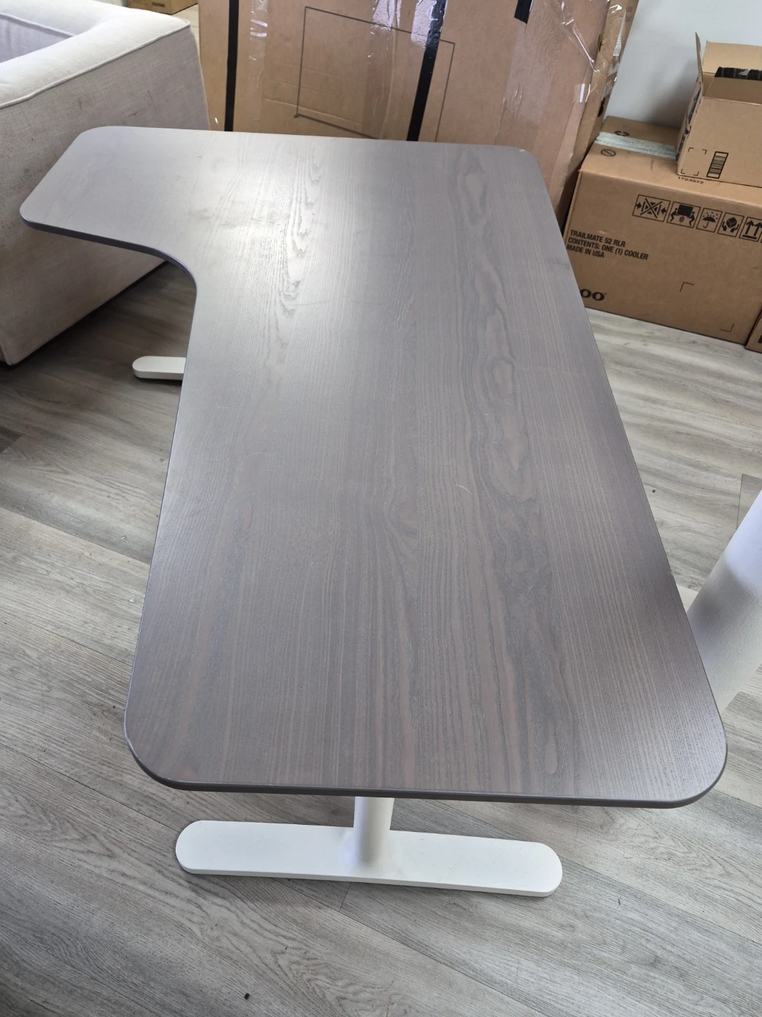 Ergonomic Corner Desk - Grey Wood Finish - photo 3
