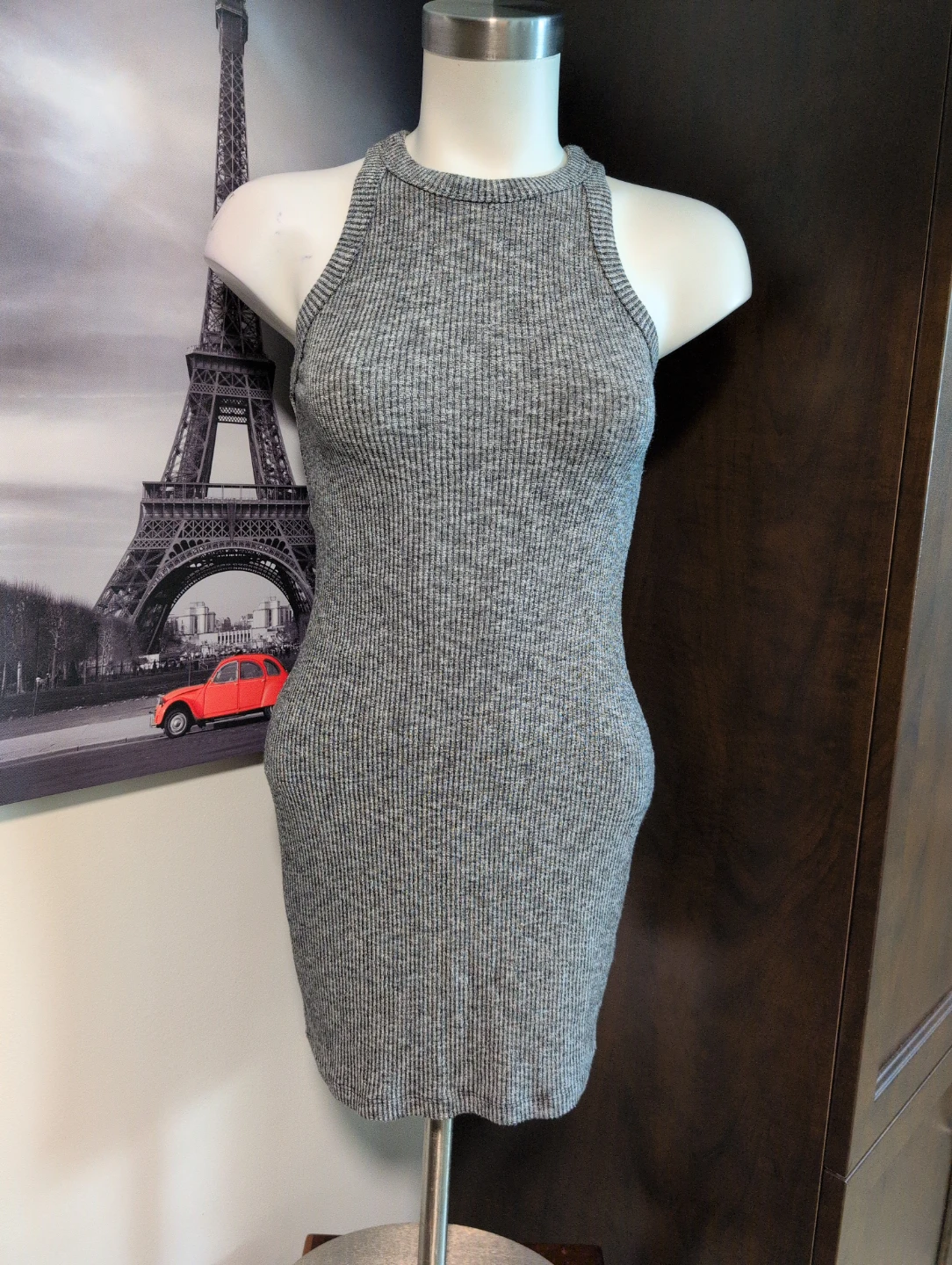 Garage Grey Ribbed Sleeveless Dress - Size M