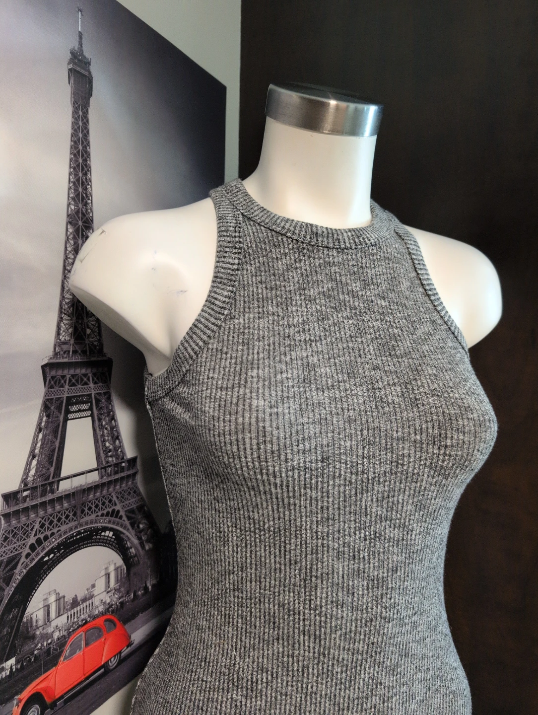 Garage Grey Ribbed Sleeveless Dress - Size M - photo 2