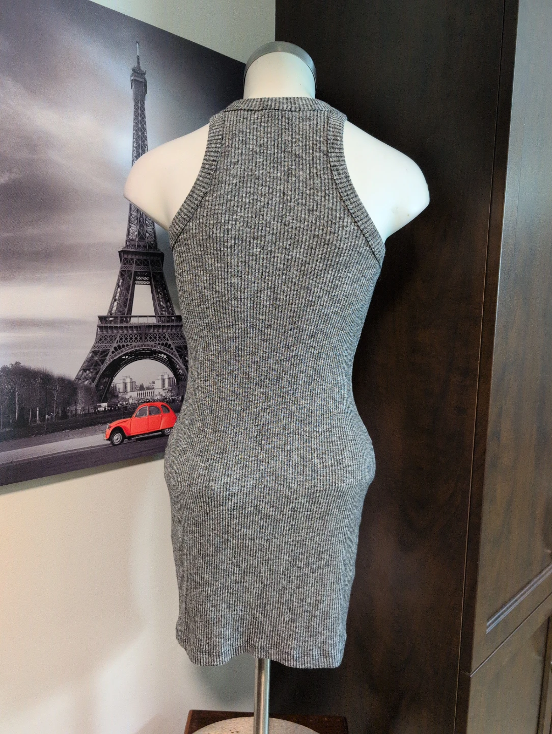 Garage Grey Ribbed Sleeveless Dress - Size M - photo 3