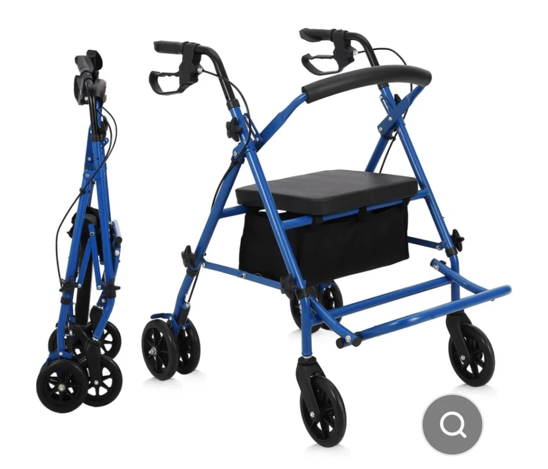 3-in-1 Transport Wheelchair/Rollator Walker with Rest Seat