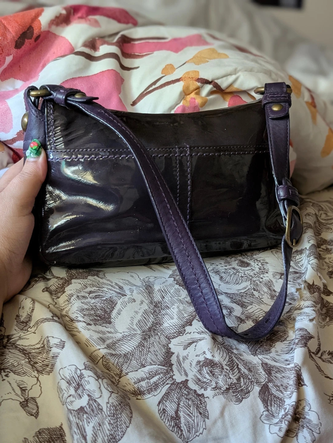 Coach mini bleeker legacy bag, purple patent leather - photo 2