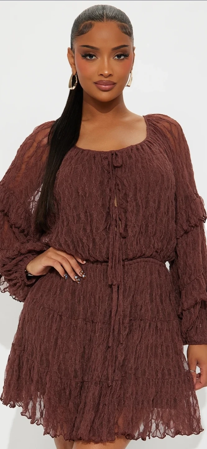 Fashion Nova Brown Textured Mini Dress
