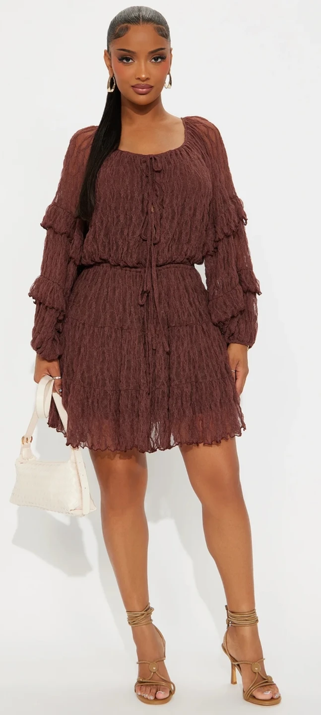 Fashion Nova Brown Textured Mini Dress - photo 2