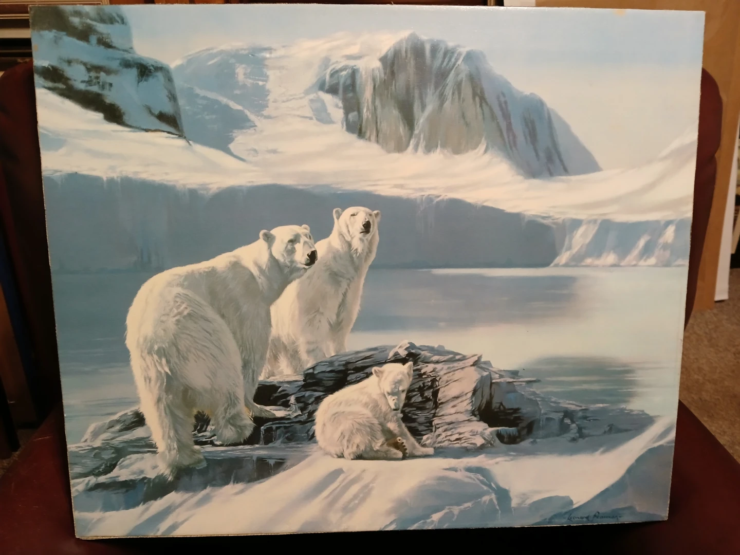 Polar Bear Family Painting by Leonard Pearman - 1986