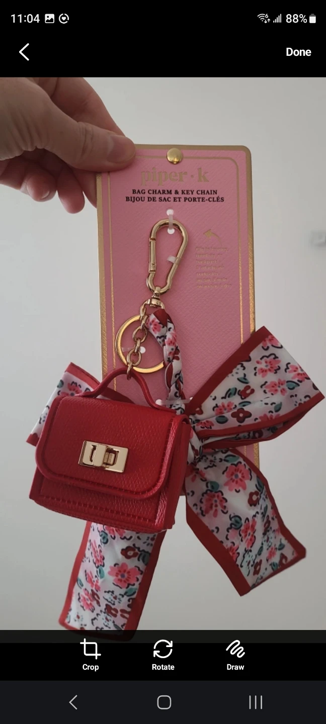 Piper-K Red Bag Charm & Floral Scarf + 2 Gift with this purchase