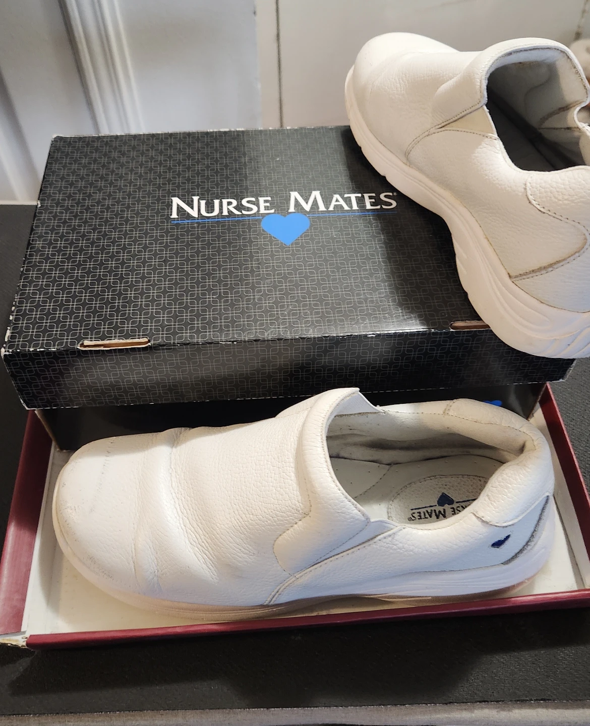 Nurse Mates White Leather Slip-On Shoes - photo 5