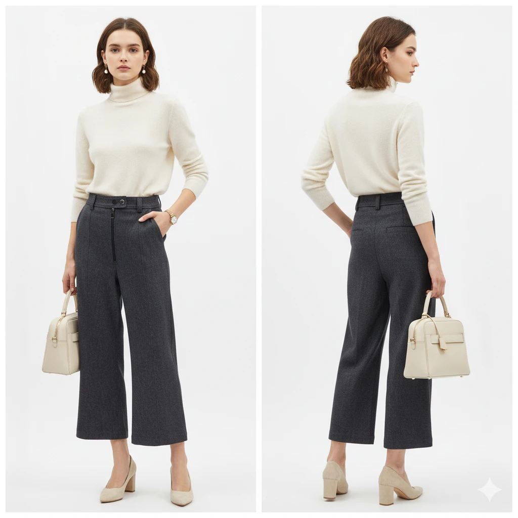 A.L.C. Glen Plaid High-Rise Crop Flare Pants Size 10 - photo 3
