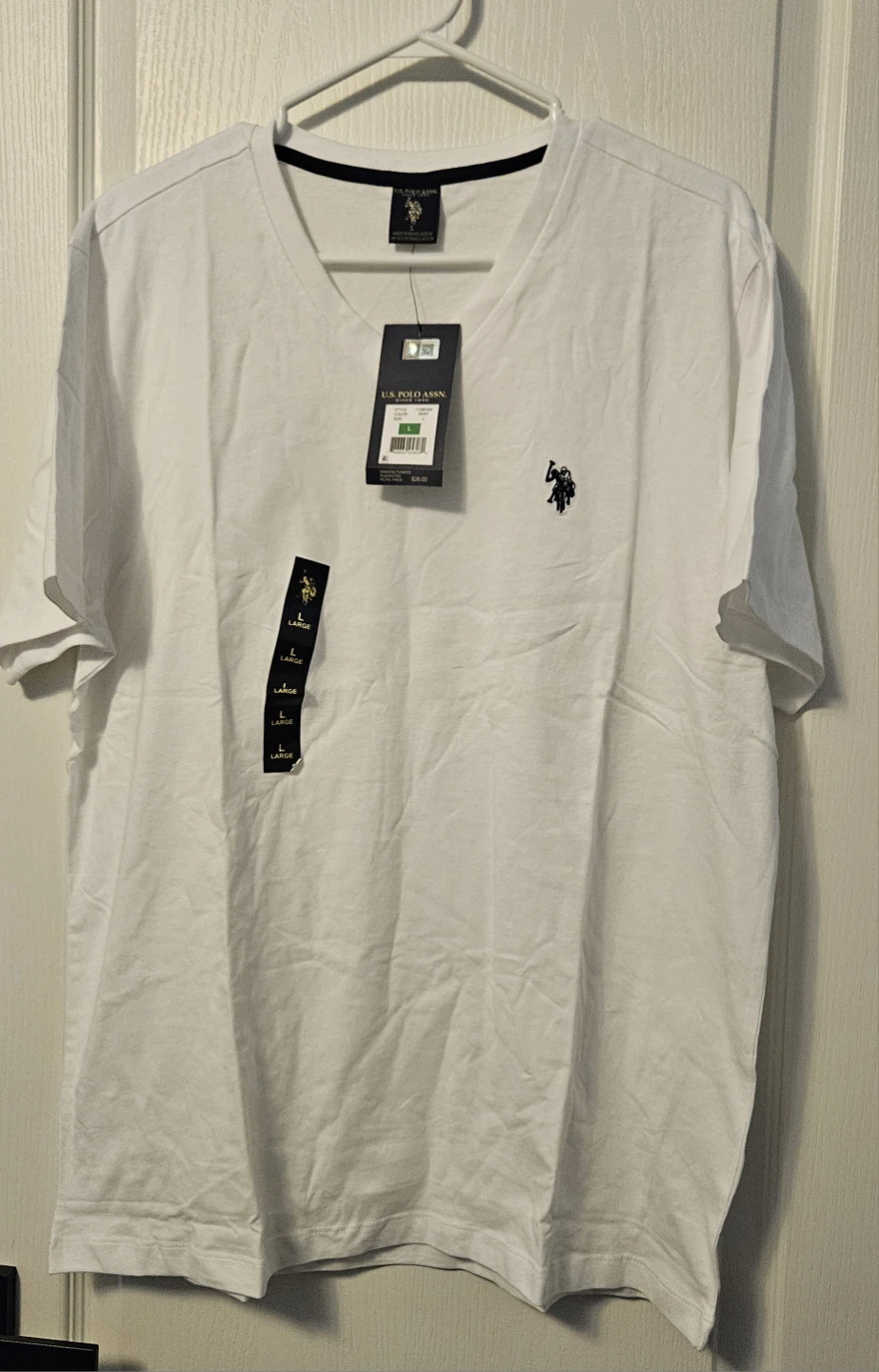U.S. Polo Assn. Men's V-Neck T-Shirt - White, Size Large