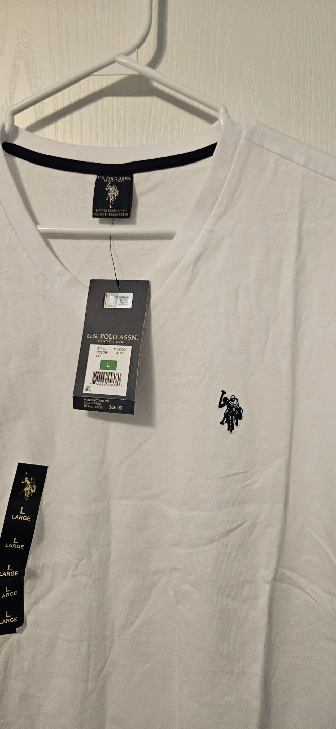 U.S. Polo Assn. Men's V-Neck T-Shirt - White, Size Large - photo 2