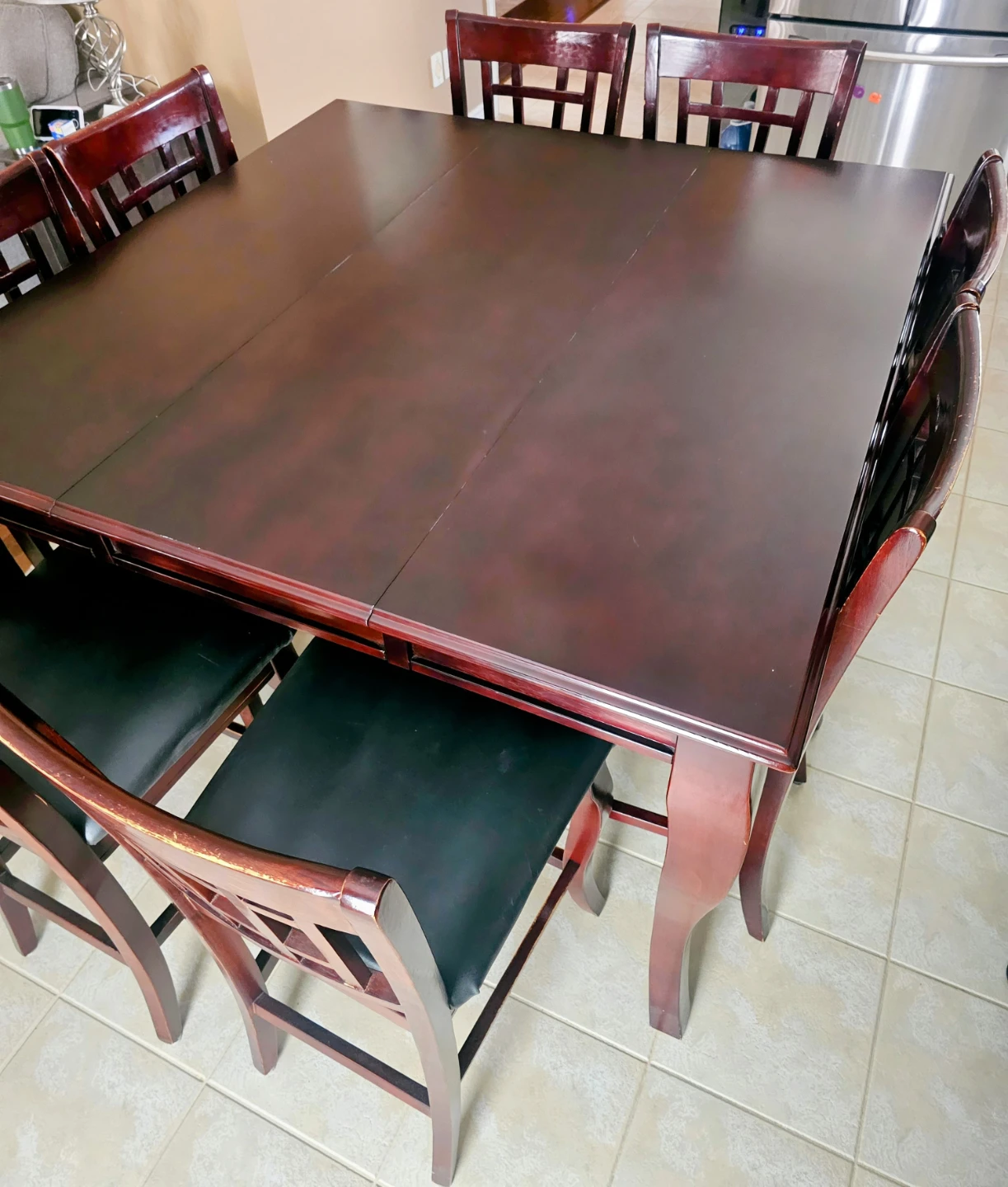 Dark Brown Extendable Dining Table with 8 Chairs - photo 2