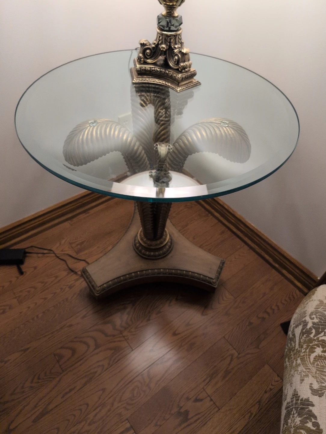 Ornate Glass Top Accent Table - photo 2