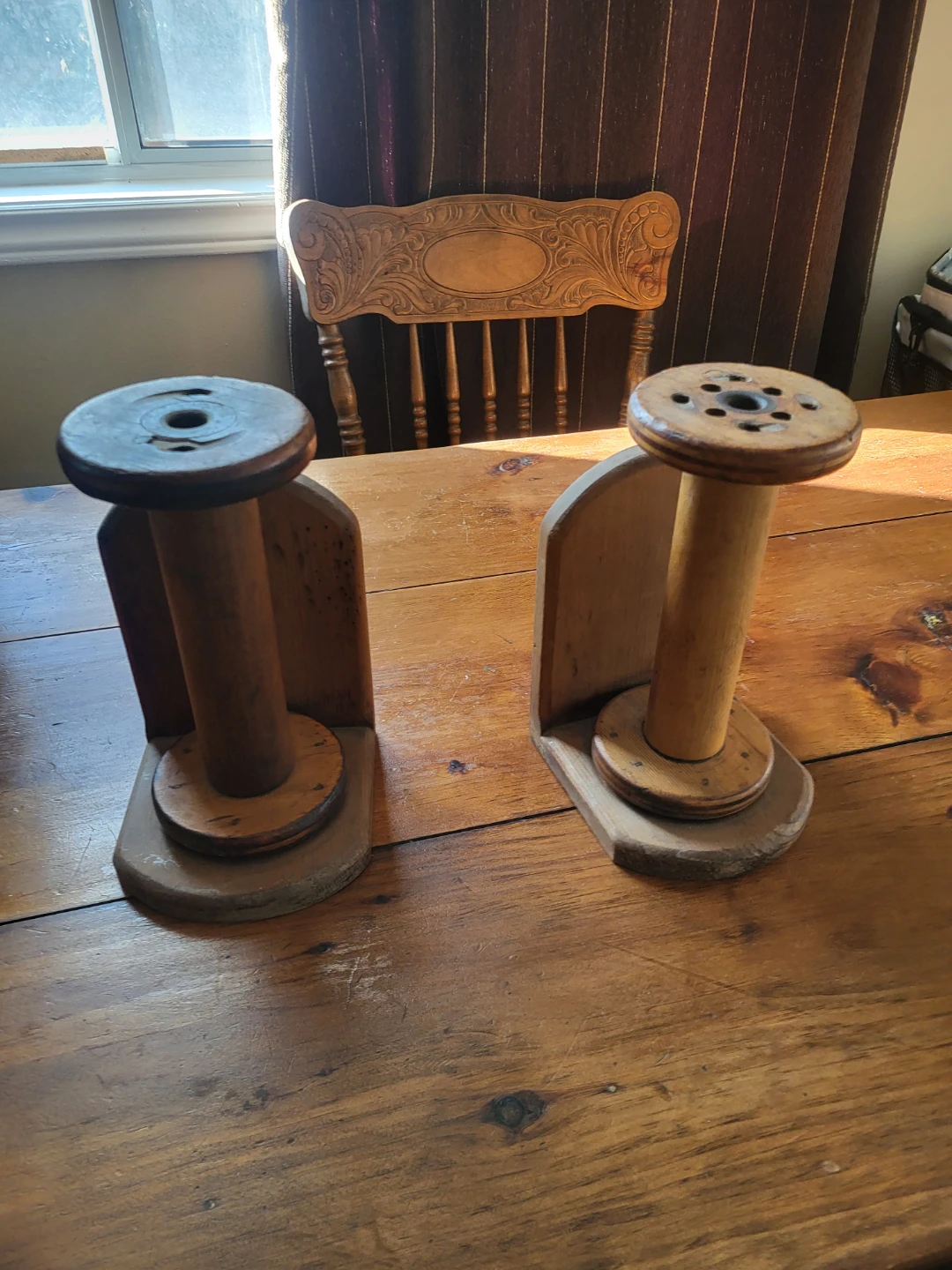 Set of 2 Wooden Spool Holders
