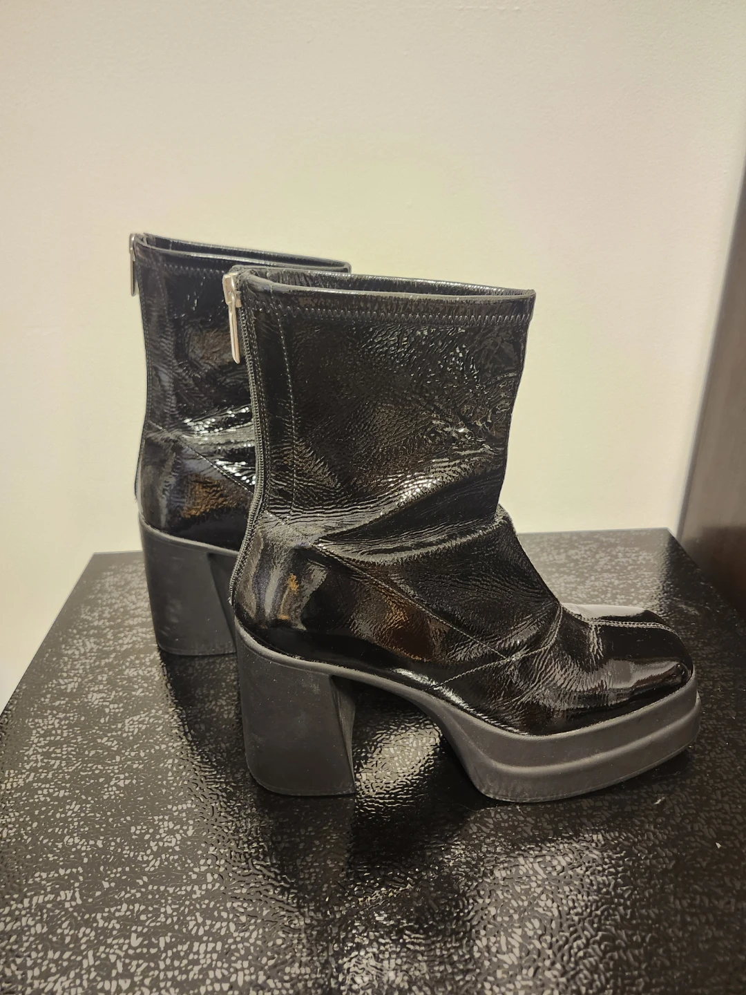 Black Patent Platform Boots - photo 2