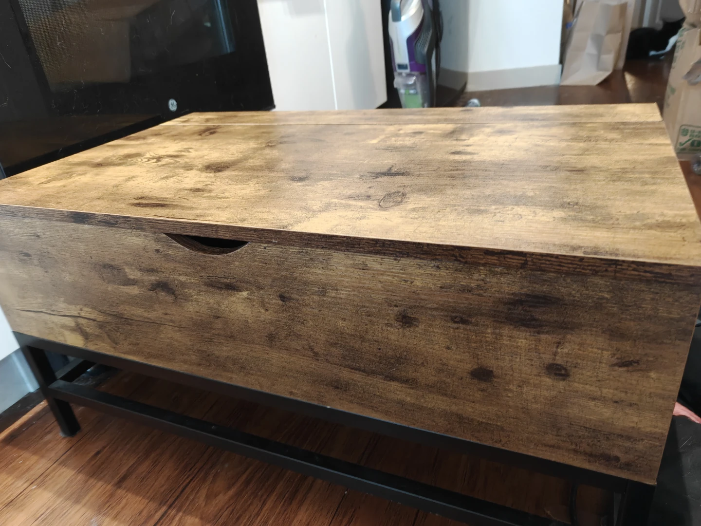 Industrial Lift-Top Coffee Table with Hidden Storage
