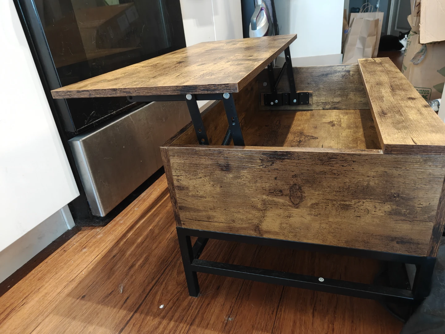 Industrial Lift-Top Coffee Table with Hidden Storage - photo 3