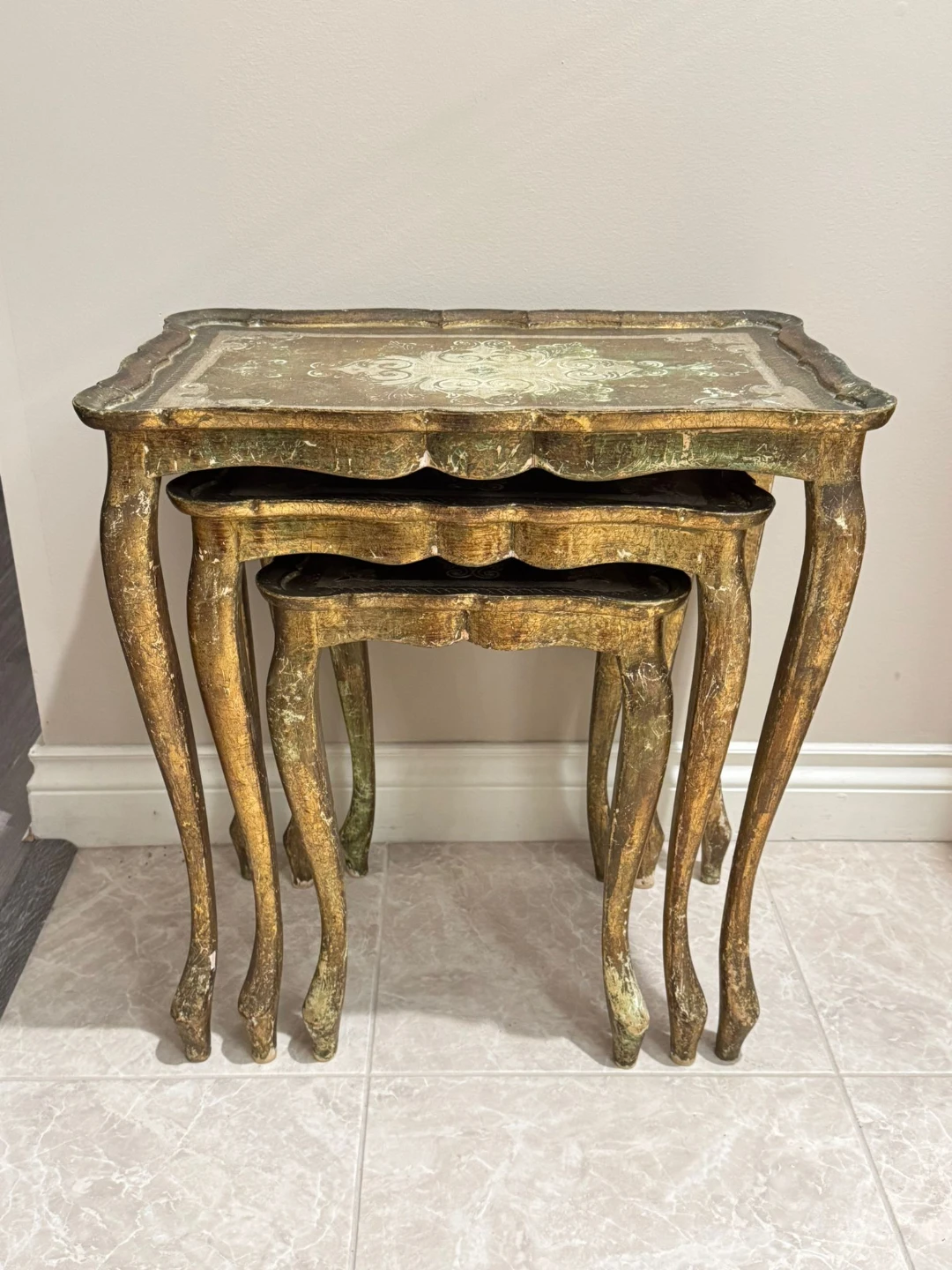 🥕 Vintage Florentine Nesting Side Tables Set