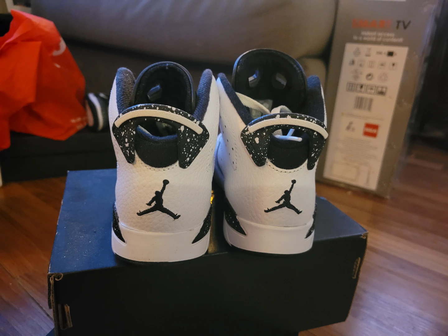 Children's Air Jordan 6 Retro TD White Black Speckled Sneakers - photo 3