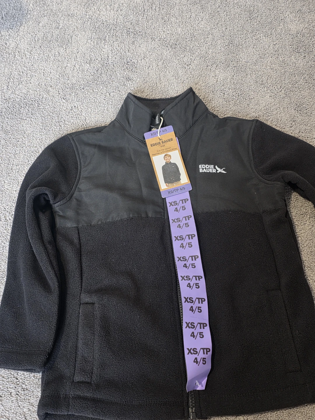 Eddie Bauer Kids Fleece Full Zip Jacket - Black - XS/TP 4/5