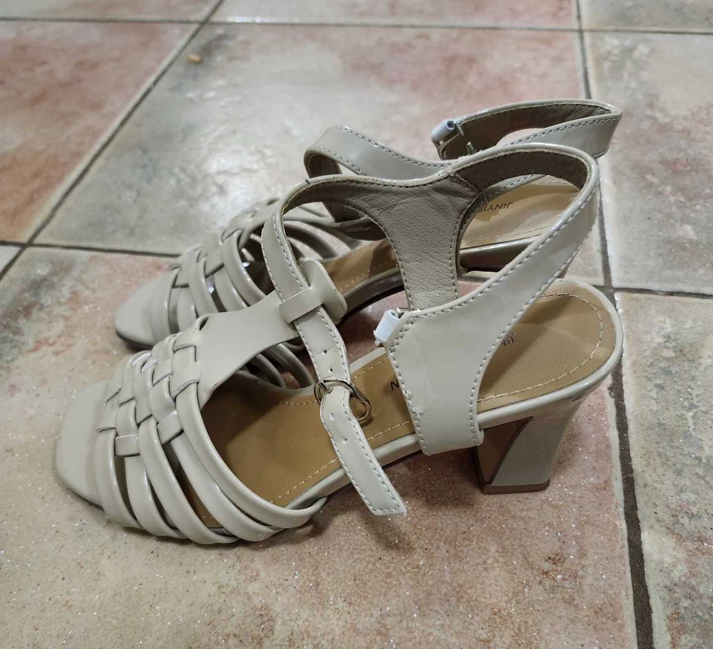 Beige Woven Block Heel Sandals - photo 2