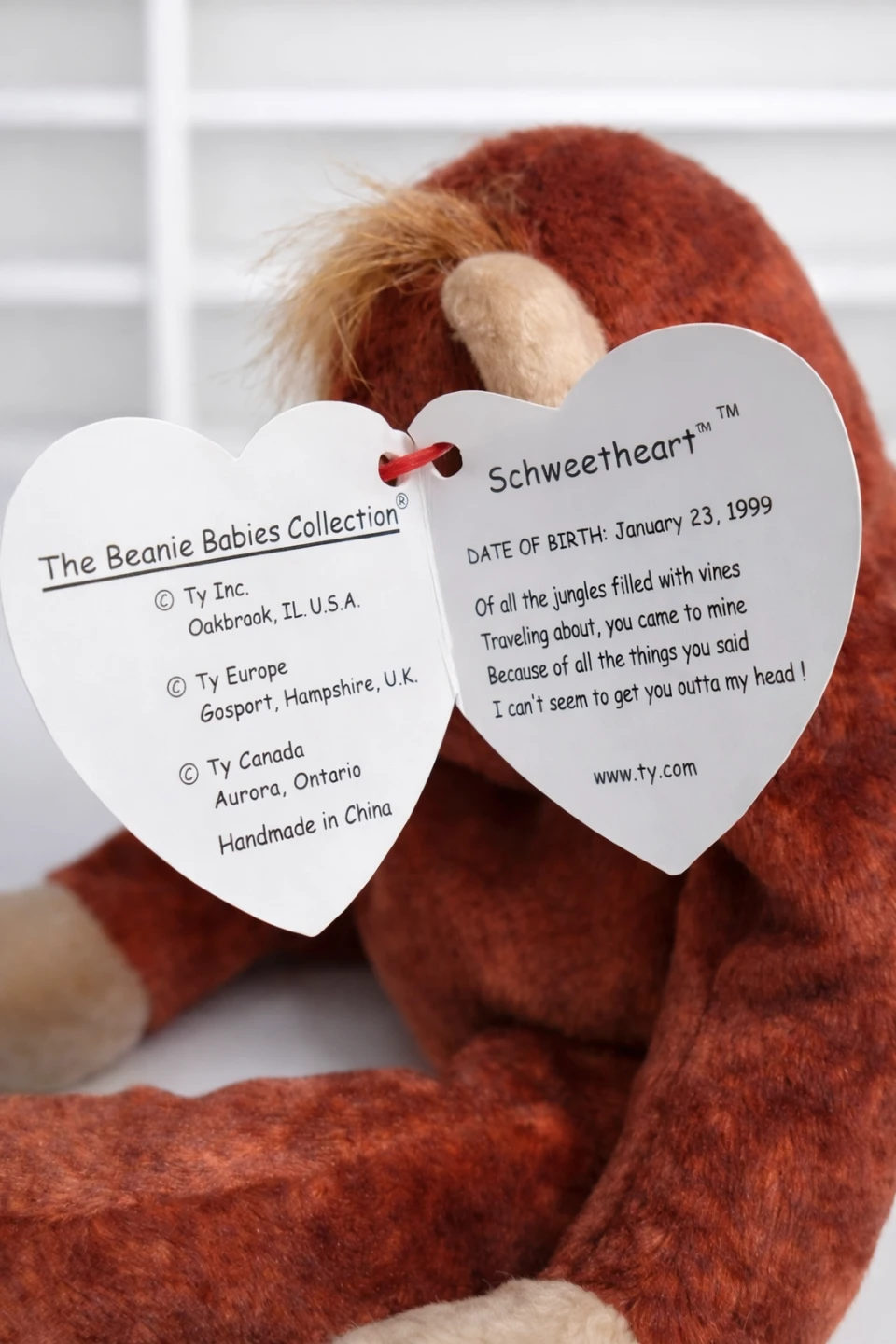 Vintage TY Beanie Baby Schweetheart Orangutan Plush 1999 w/ Tags - photo 3