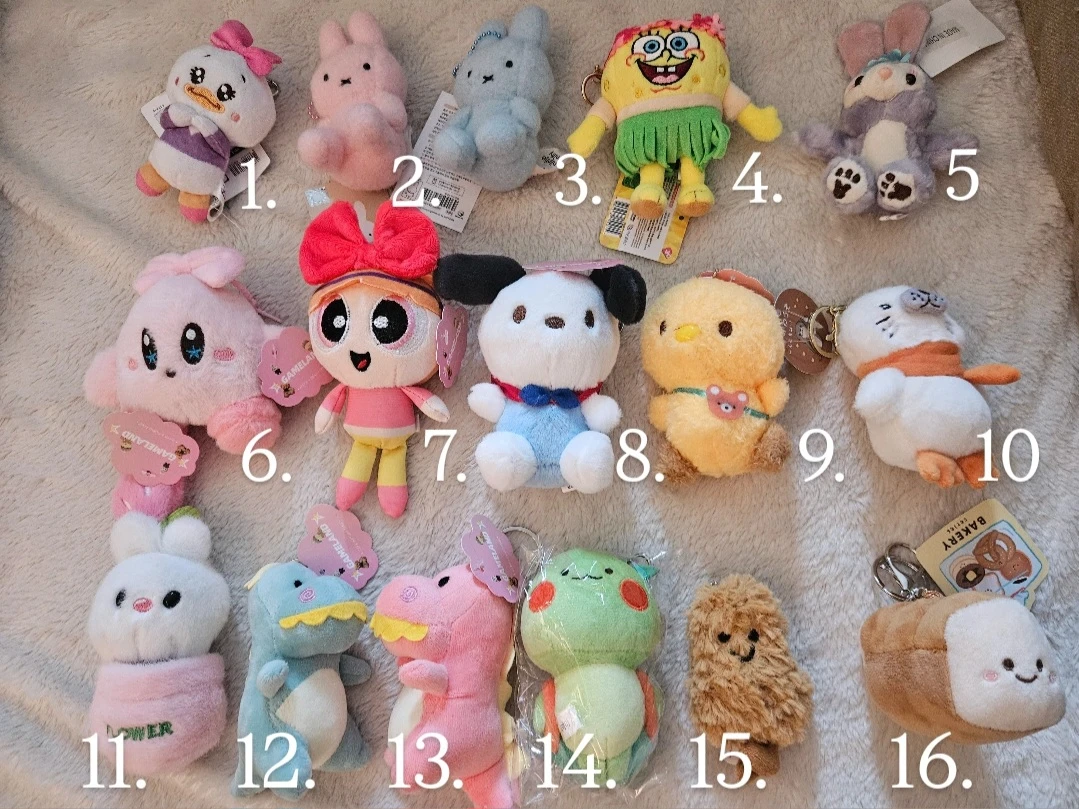 Assorted Cute Plushies - Various cartoon Characters and animals